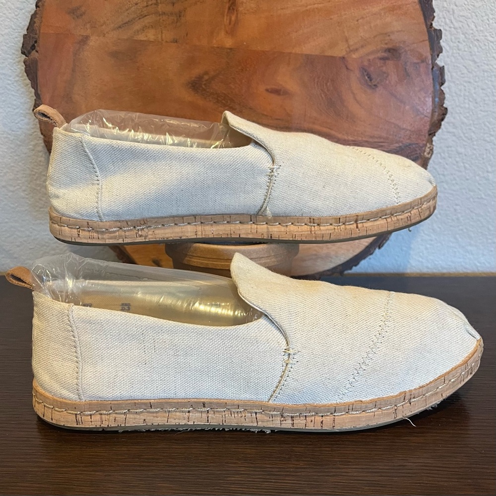 TOMS Deconstructed Cork Alpargata Canvas Espadrilles, Natural Hemp, US Size 8.5